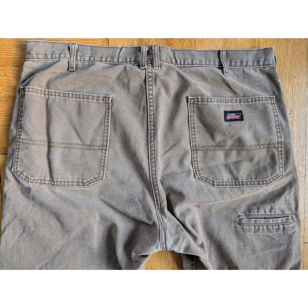 Dickies Pants Mens Brown Carpenter Distressed Relaxed Work Wear Comfort 38x32